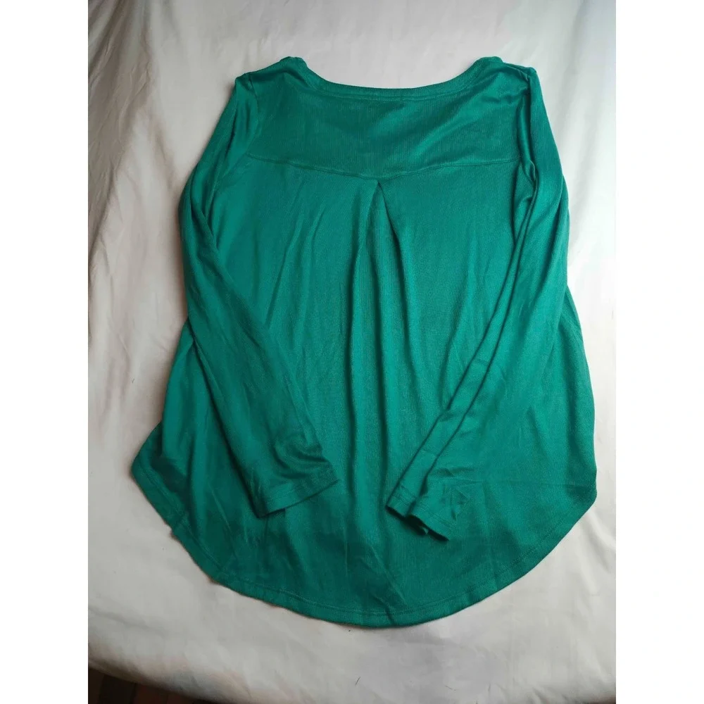 Kim Rogers Intimates Pajama Top Women L Green Knit Soft Cozy Stretch Lightweight